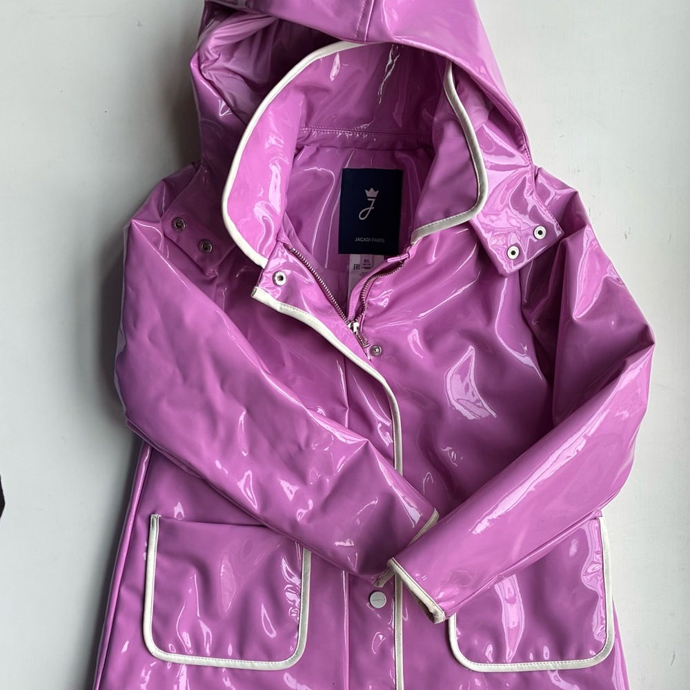 Jacadi Shiny Pink Hooded Raincoat